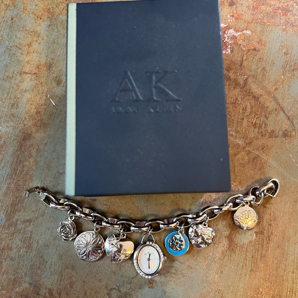 Anne Klein HTF/Rare “Hearts & Flowers” Charm Bracelet Watch